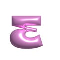 Pink metal shiny reflective letter E 3D illustration