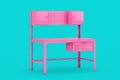 Pink Metal Work Bench in Duotone Style. 3d Rendering