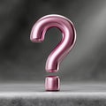 Pink metallic question mark on a simple gray background with soft lighting Royalty Free Stock Photo