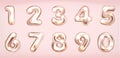 Pink metallic shining number symbols