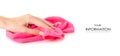 The pink microfibre rag cloth in hand pattern Royalty Free Stock Photo