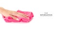The pink microfibre rag cloth in hand pattern Royalty Free Stock Photo