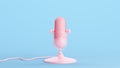 Pink Microphone Vintage Soft Gen Z Nostalgia Retro Kitsch Blue Background