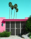 Pink mid-century modern house Royalty Free Stock Photo