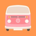 Pink minibus vector illustration flat style front