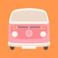 Pink minibus vector illustration flat style front