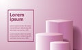 Pink minimalism 3d cube and cylinder for product placement or stage for awards for advertising poster banner