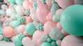 pink and mint balloons photo wall birthday decoration