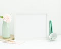 Pink and mint feminine frame mockup