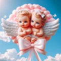 Pink miracle: Echoes of the joy of the birth of twin girls Royalty Free Stock Photo