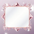 a pink mirror frame with diamonds on a purple background