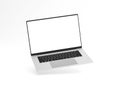 Pink modern computer laptop 3d 16-Inch isolate on white background, mock-up device notebook highly detailed resolution technology Royalty Free Stock Photo