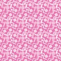 Pink modern seamless geometric pattern with decorated circles, rectangles and diamonds