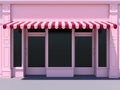 Pink modern shopfront in the sun