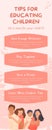 Pink Modern Tips For Educating Kids Infographic