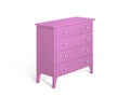 Pink modern wooden chest of drawers on white background Royalty Free Stock Photo