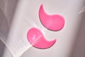 Pink moisturizing hyaluronic eye patches.