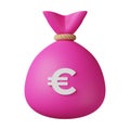 Pink Money Bag Euro 3D Illustration Royalty Free Stock Photo