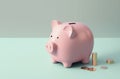 Pink money box and savings idea created with ai generative tools