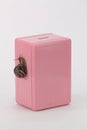 Pink money box with snail climbing up the wool