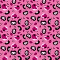 Pink monochrome apple orchard seamless pattern vector