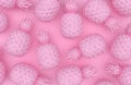 Pink Monochrome Pineapples On A Pink Background. Texture In Pastel Colors. Tropical Exotic Fruit. 3D Rendering.