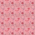 Pink monochromic playful seamless doodled circles pattern