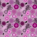 Pink monochromic seamless floral pattern tile