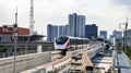 The pink monorail Mass Transit System serving in the Metropolitan Region Royalty Free Stock Photo