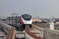 The pink monorail Mass Transit System serving in the Metropolitan Region Royalty Free Stock Photo