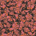 Pink moody textured floral seamles vector pattern