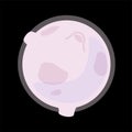 Pink moon cartoon icon isolated on black background. Round Luna with Craters Simple flat doodle design. Vector logo clip Royalty Free Stock Photo
