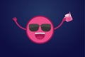 Pink moon, drinking, happy and glasses character. Royalty Free Stock Photo