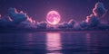 Pink Moon Night Sky: Dreamy Celestial Background Image Royalty Free Stock Photo