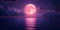 Pink Moon Night Sky: Stunning Wallpaper Background Royalty Free Stock Photo