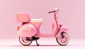 pink moped on pink background side view Royalty Free Stock Photo