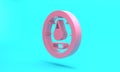 Pink Motor gas gauge icon isolated on turquoise blue background. Empty fuel meter. Full tank indication. Minimalism