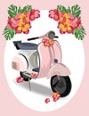 Pink Motor Scooter with flowers