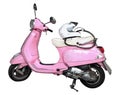 Pink motorcycle on a white background