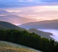 Pink mountain hazy daybreak Royalty Free Stock Photo