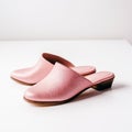 Pink Mules on white background