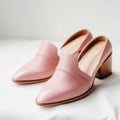 Pink Mules on white background