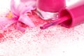 Pink nail polish background. Royalty Free Stock Photo