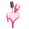 Pink nail polish bottle with splatters isolated on white background Royalty Free Stock Photo