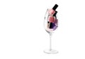 Pink nail polish bottles set. Nail polish bottles in wine glass. Purple nail polsih bottles on isolated background Royalty Free Stock Photo