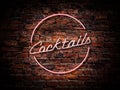 Pink Neon Cocktails Sign Royalty Free Stock Photo