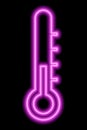 Pink neon contour of a outdoor thermometer. Air temperature measurement. Weather and climate concept