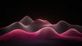 Pink Neon Digital Terrain Wireframe. Abstract Glowing Waves of Data Points Visualization Royalty Free Stock Photo