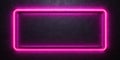 pink neon empty frame on black background illuminated frame on a modern wall Creative AI