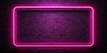 pink neon empty frame on black background illuminated frame on a modern wall Creative AI